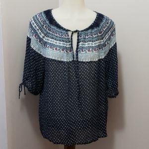 Lucky Brand short sleeve print blouse
